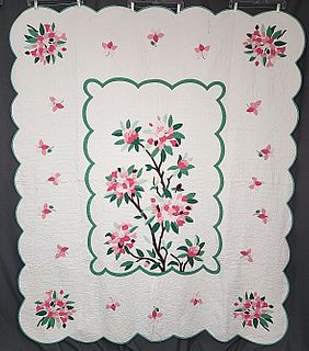 Vintage c1950 Rhododendron Applique Kit Quilt