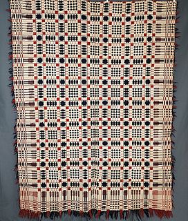Antique Early 19th Century Woven Coverlet