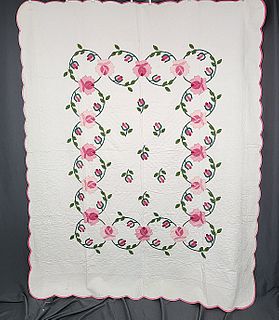 Vintage c1950 Living Rose Kit Quilt