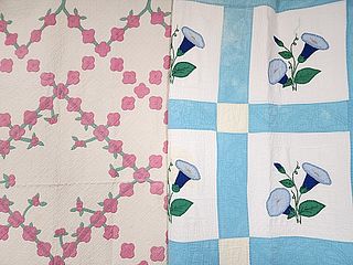 2 Vintage Floral Applique Quilts