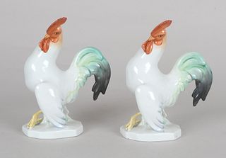 Pair of Herend Porcelain 'Cocky Roosters'