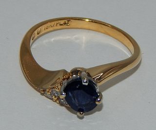 18k Gold & Platinum Diamond & Sapphire Ring  