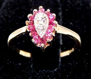 14k Gold Ruby & Diamond Ring 
