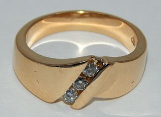 14k Gold & Channel-Set Diamond Ring 