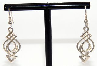 .925 Sterling Silver Celtic Geometric Dangle Earrings