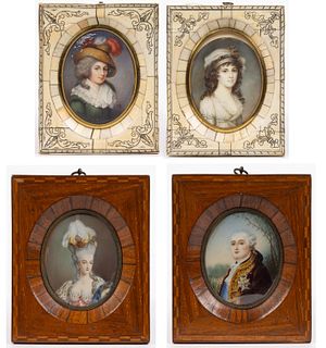CONTINENTAL SCHOOL (19th / 20TH CENTURY) MINIATURE PORTRAITS, LOT OF FOUR
