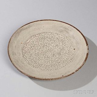 Stoneware Dish, 壓花陶盤