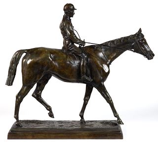 AFTER ISIDORE-JULES BONHEUR (FRENCH, 1827-1901) LARGE BRONZE EQUESTRIAN SCULPTURE