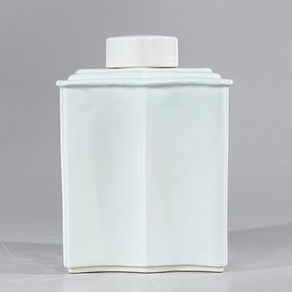 Chinese Ceramic Faceted Tea Caddy