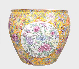 Chinese Ceramic Famille Jaune Fishbowl