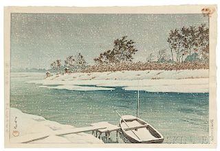 Kawase Hasui (1883-1957), Snow at Koshigaya 川瀬 巴水