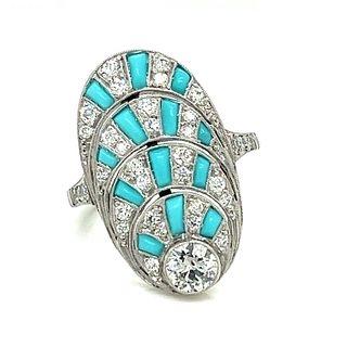 Platinum Diamond Turquoise Ring