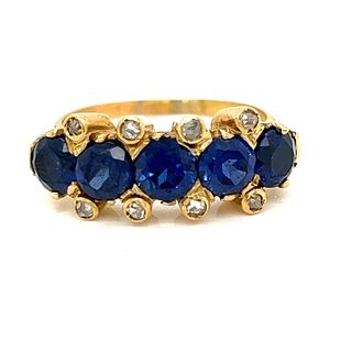 18k Victorian Blue Stone Diamond Ring