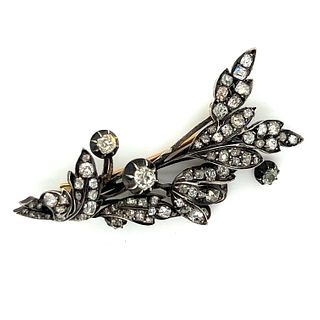 Silver and Gold Victorian Diamond Brooch