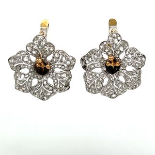 Platinum Diamond Flower Earrings