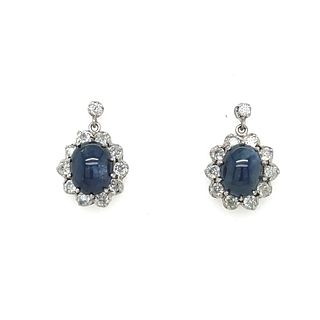 Platinum & Gold Diamond Sapphire Rosetta Earrings
