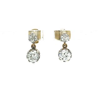 Platinum & Gold Art Deco Diamond Dangle Earring