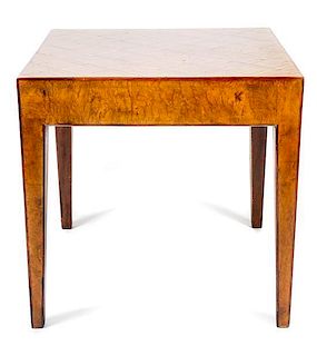 A Continental Walnut Parquetry Inlaid Side Table, Height 21 1/2 x width 21 1/2 x depth 21 1/2 inches.