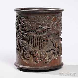 Carved Bamboo Brush Pot 竹雕筆筒
