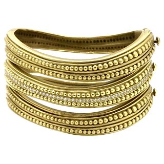 Kieselstein-Cord Set of Three Diamond Caviar Bangle Bracelets