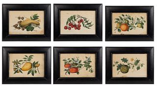 CHINESE EXPORT WATERCOLORS, QING DYNASTY, LOT OF SIX