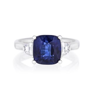 4.02-Carat Ceylon Sapphire and Diamond Ring, GRS Certified