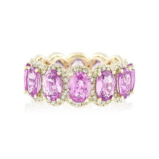 Unheated Pink Sapphire and Diamond Eternity Band, GIA Certified
