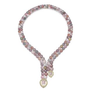 Carved Spinel and Diamond Lavalier Necklace
