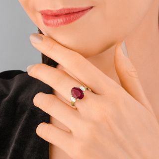 5.02-Carat Ruby and Diamond Ring