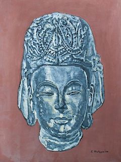 Evelyn Metzger Southeast Asian Buddha Oil on Panel