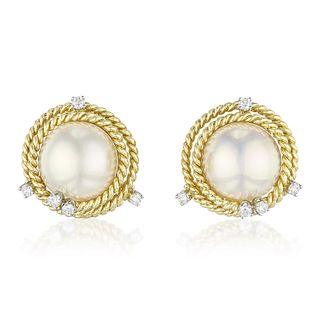 Tiffany &amp; Co. Schlumberger Mabe Pearl and Diamond Earrings
