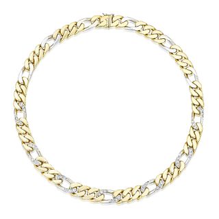 Diamond Gold Curb Link Necklace