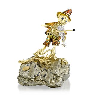 Damiani Scarecrow Brooch with Pyrite Base, Italian