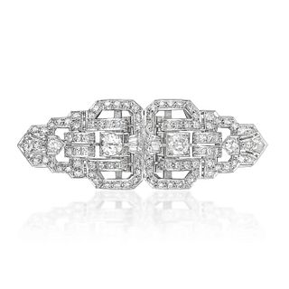 Art Deco Diamond Double Clips/Brooch