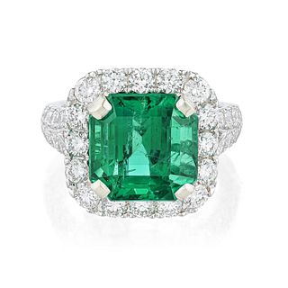 5.84-Carat Emerald and Diamond Ring, AGL Certified