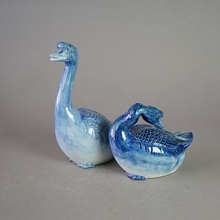 Antique Pair Of Geese With Maker Stamp 19thC