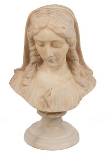 ITALIAN CARVED MARBLE MADONNA BUST