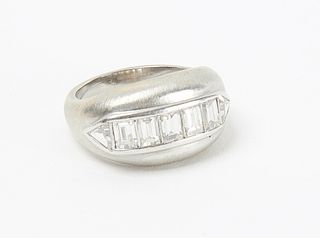 Platinum and Channel Set Diamond Ring