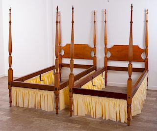 Maple Tall Post Twin Beds Pair