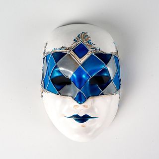 Venetian Mask, Blue Checked Face