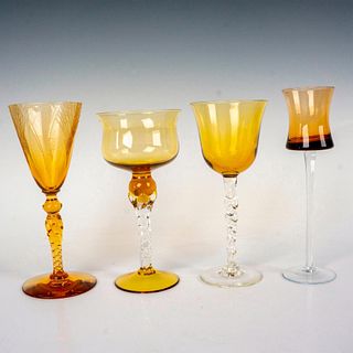 4pc Wine Glasses, Shades of Amber