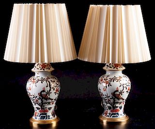 Porcelaine de Paris Chinoiserie Lamps, Pair