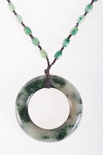 Green Jade Necklace With Circle Pendant