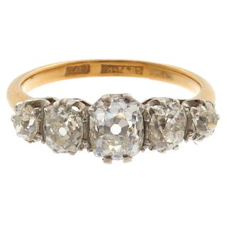Antique Diamond, Platinum, 18k Yellow Gold Ring