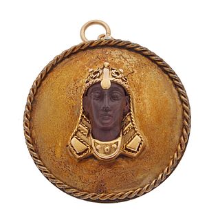 Egyptian Revival Silver Gilt Pin Pendant