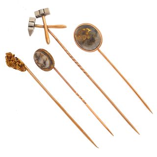 Collection of Gold-in-Quartz, Gold Nugget, Gold Stickpins