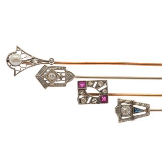 Collection of Four Antique Diamond Stickpins