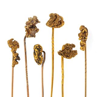 Collection of Six Gold Nugget Stickpins