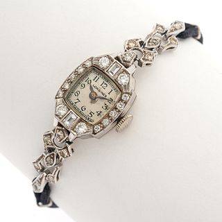 Ladies Art Deco Diamond, Platinum Wristwatch