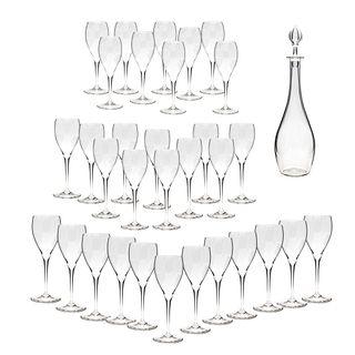 Baccarat St. Remy Crystal Stemware. Thirty Three Pieces
